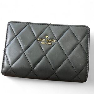 Kate Spade Carey Medium Compartment Bifold Wallet Black Quilted Leather